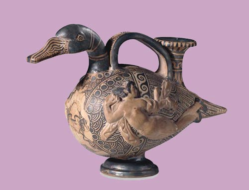 Askòs a forma di anatra 350-325 AC (da Vulci) ceramica decorata Londra, British Museum