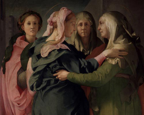La Visitazione, particolare con le quattro figure femminili