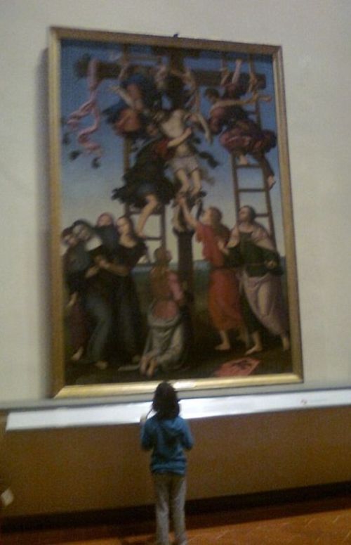 Mentre osservo 'Deposizione dalla croce' di Filippino Lippi e Piero Vannucci detto il Perugino (tempera su tavola)