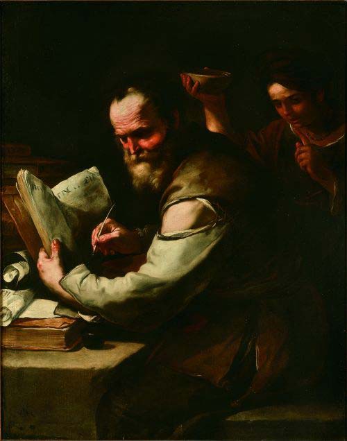 Luca Giordano (Napoli 1634-1705) Socrate vessato da Santippe 1662-1665 circa olio su tela