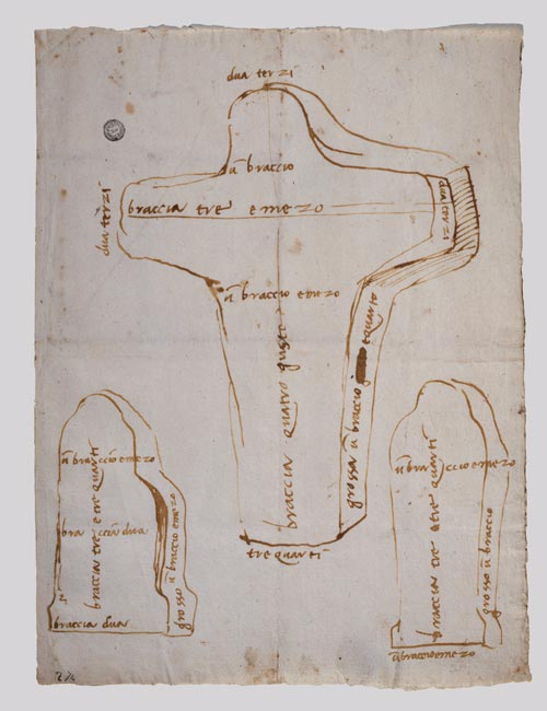 Michelangelo Buonarroti, Schizzi di blocchi di marmo con sagoma per una crocifissione