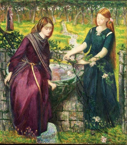 Dante g. rossetti, visione di dante rachele e lia,