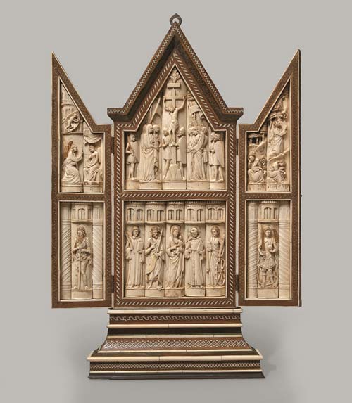 1 bottega degli embriachi crocifissione-annunciazione-orazione nell orto-madonna col bambino e santi