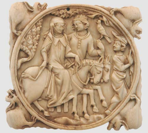 4 intagliatore parigino dama e cavaliere col falco