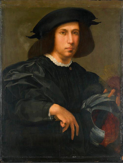 Rosso Fiorentino (Giovan Battista di Jacopo) (Firenze 1494-Fontainebleau 1540), Ritratto di uomo con elmo, 1523-1524 circa,