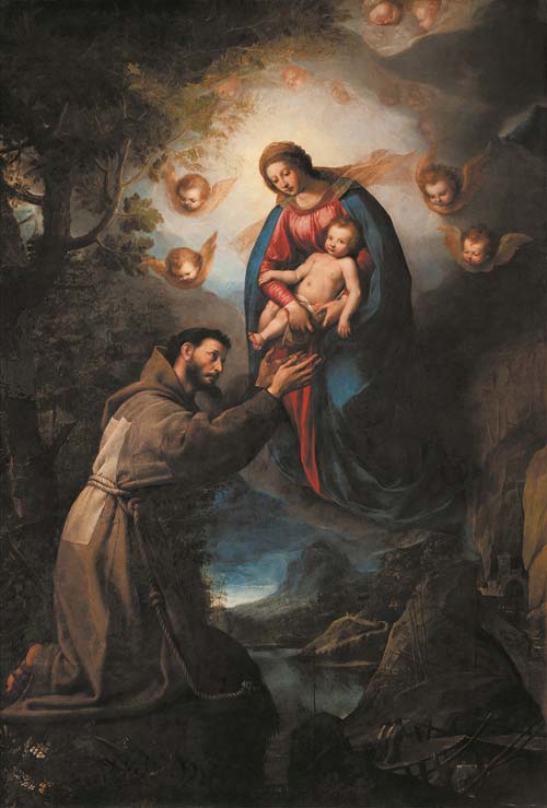 6 jacopo ligozzi-la madonna col bambino appare a san francesco