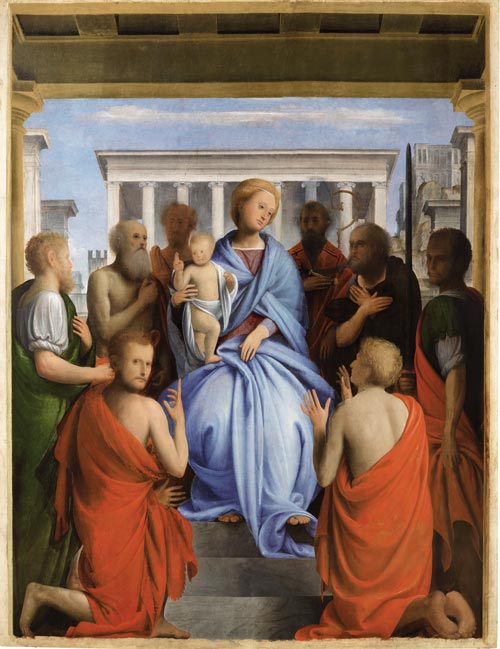 Bartolomeo Suardi, detto il Bramantino, Madonna in trono con il Bambino e santi, 1513-1518 (?), 