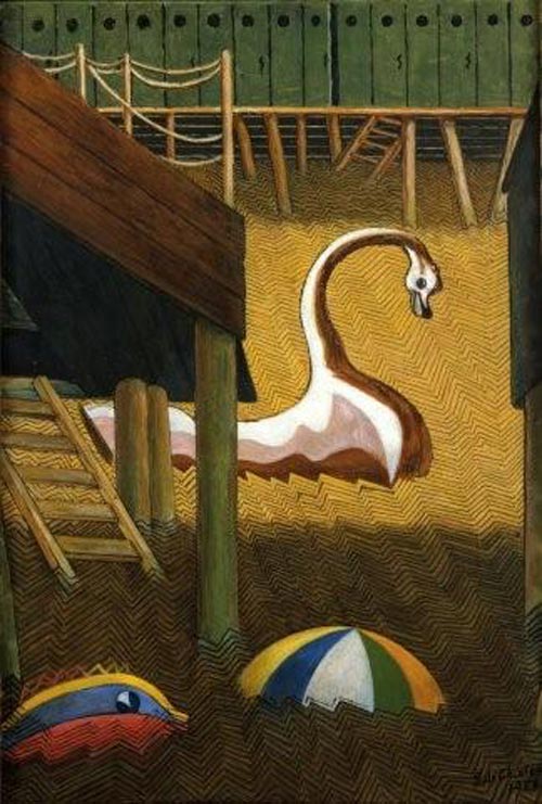 Giorgio de Chirico, Bagni misteriosi con cigno, 1958