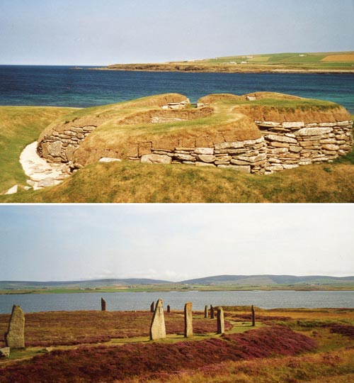 Le Orcadi sono abitate da tempo immemorabile: numerose le testimonianze di epoca neolitica, come il villaggio fortificato di Skara Brae (III millennio a.C.) e il Ring of Brodgar metà del III millennio a.C.), un cerchio di pietre analogo a quello di S