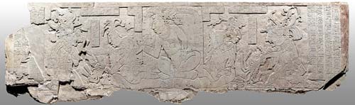 Pannello dell'autosacrificio (600-900 d.C.), pietra calcarea