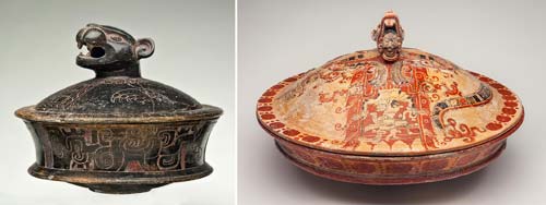 a) Scodella con coperchio zoomorfo modellato (250-600 d.C.), ceramica