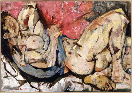 Fausto Pirandello, Reclining Figure (o Nudino fondo lacca), 1949,