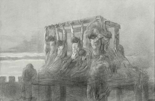 Gaetano Previati (1852-1920), Gli ostaggi di Crema, 1900 circa,