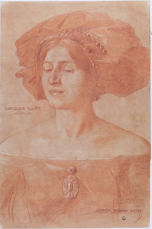 Edgardo Rossaro (1882-1972), Ritratto della pittrice Evangelina Alciati, 1911,