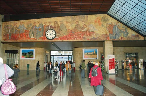 Affresco “Partenze” di Giampaolo Talani 