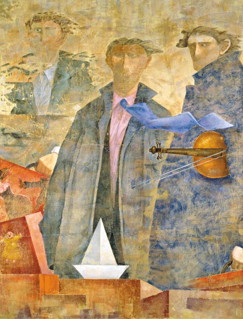 Un particolare di 'Partenze' di Giampaolo Talani