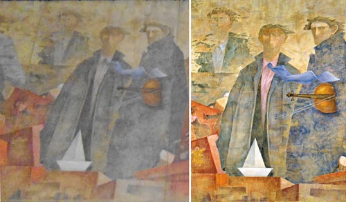 Lo stesso particolare di n particolare di 'Partenze' di Giampaolo Talani