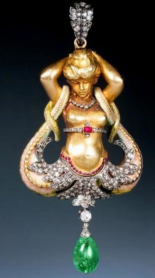 Pendente sirena francia 1870