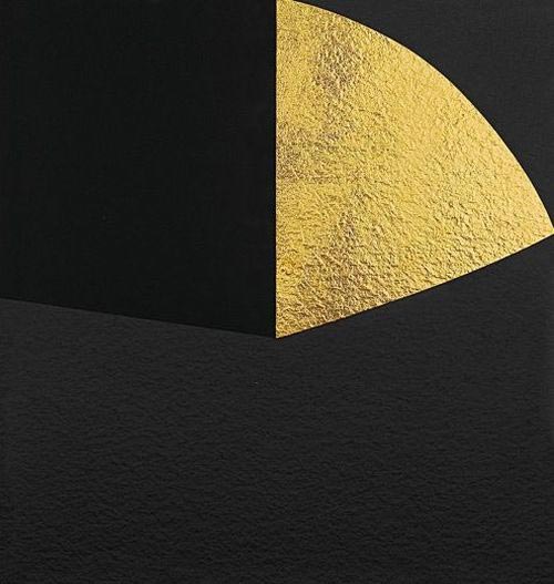 Alberto Burri: 'Oro e Nero 10', 1993 Serigrafia e foglia d'oro Carta Colombe cm. 60,3x86,6, Cartiera Moulins de Larroque et pombié Stamperia fausto Baldessarini, Fano 