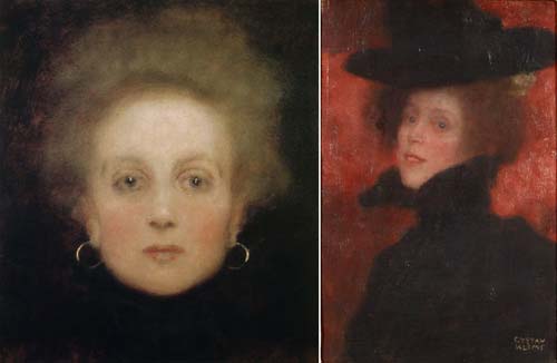 3 gustav klimt ritratto fanciulla-studio testa donna sfondo rosso