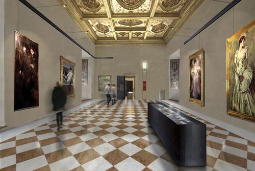 1 rendering dell allestimento al castello estense