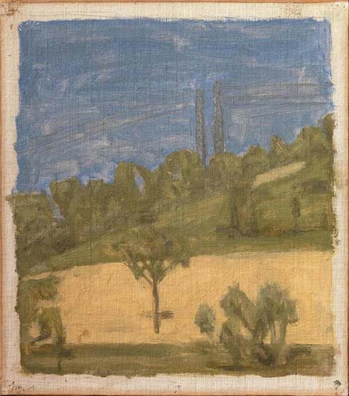 Paesaggio (Paesaggio con i fili della luce) 1940, olio su tela