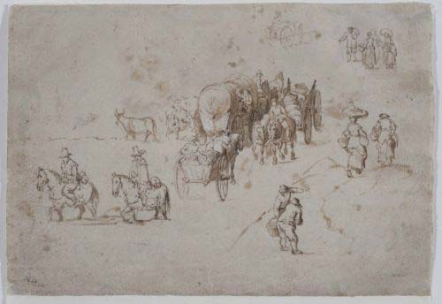 Jan-brueghel-il-vecchio,-incontro-tra-carovane,-inchiostro-nero-e-marrone-su-carta,-1603ca,cm-15x21,9