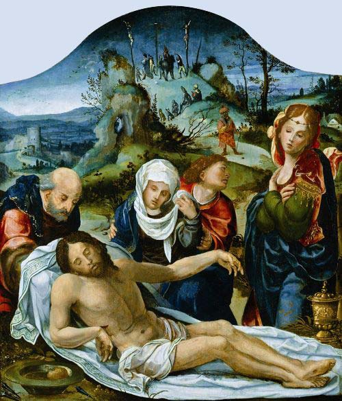 Pieter-coeck-van-aelst,-la-lamentazione,-olio-su-tavola,-cm-74x64,5,-1533-ca