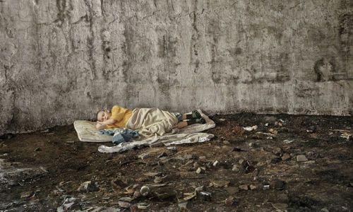 Jim Goldberg Vlad #1 (ragazzo nel silo), Ucraina, dalla serie Open See Dye diffusion transfer print and ink 152,5 x 122 cm