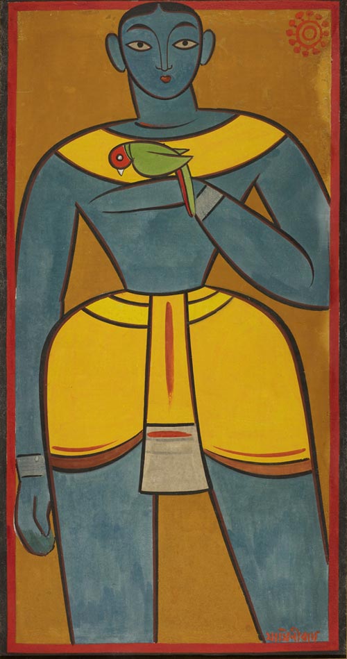6 jamini roy figura blu con pappagallo-1940