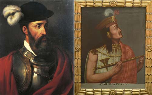 2 paul coutan-ritratto di francisco pizarro-anonimo ritratto di atahualpa