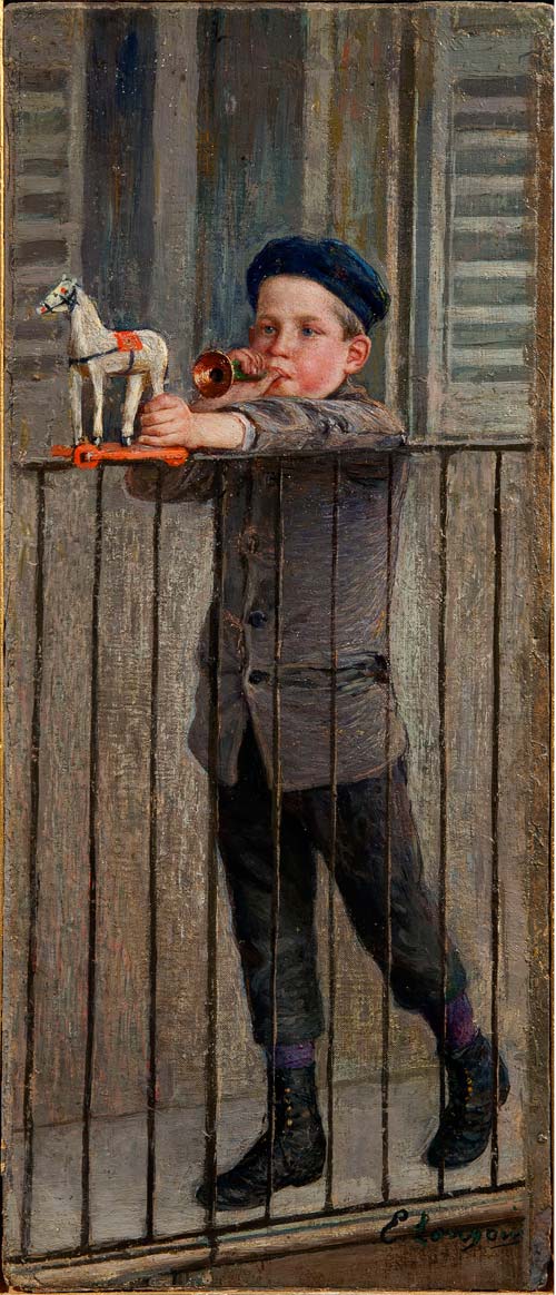 Emilio longoni bambino con trombetta