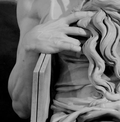 Michelangelo Buonarroti, Tomba di Giulio II - Mosè (particolare), Roma, San Pietro in Vincoli, marmo, 1515