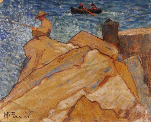 Pescatore sugli scogli