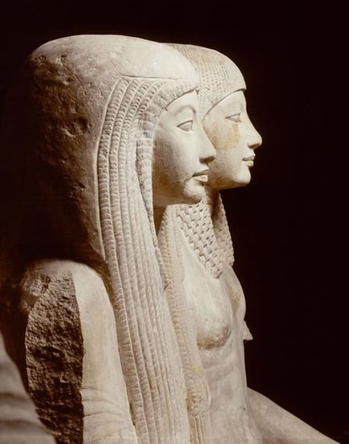 Gruppo statuario di Maya e Meryt XVIII dinastia, regni di Tutankhamon (1333 – 1323 a.C.) e Horemheb (1319 – 1292 a.C.) Statua della coppia