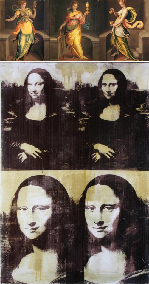 Giovan Maria Butteri, Tre Virtù Teologali, 1590 / Andy Warhol, Mona Lisa (Four Times), 1979 ca