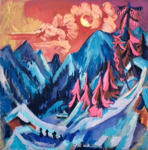 Ernst ludwig kirchner paesaggio invernale al chiaro di luna 1919
