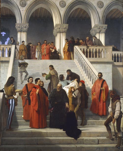 Francesco Hayez, Gli ultimi momenti del doge Marin Faliero sulla scala detta del piombo, 1867,