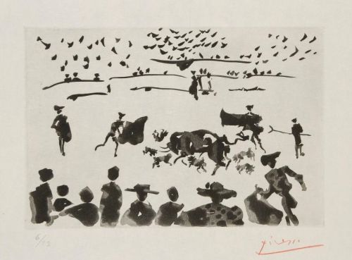 Pablo picasso echan perros al toro 1957