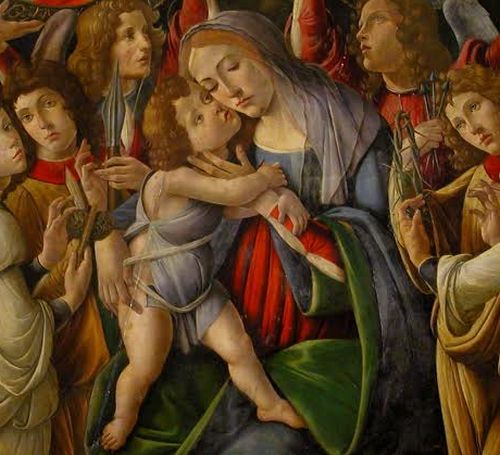 Botticelli madonna con bambino e sei angeli part