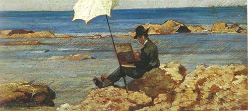 2 giovanni fattori silvestro lega che dipinge sugli scogli