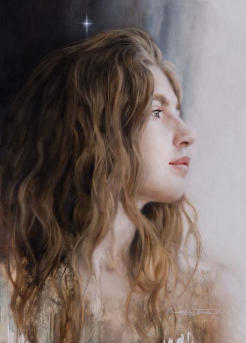 Giorgio Dante, Ancilla Domini, olio su tela, cm h70x50, 2016