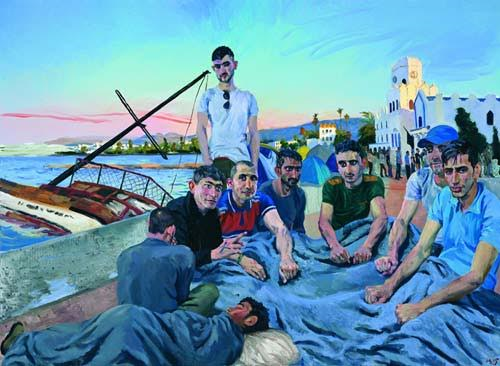 Refugees 4, 23015, olio su tela, 220 x 300 cm, courtesy the artist and Massimo De Carlo Milano/ London/ Hong Kong