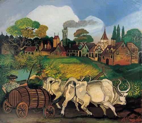 Antonio Ligabue, Lavoro nei campi, olio, faesite, cm 68.5x79