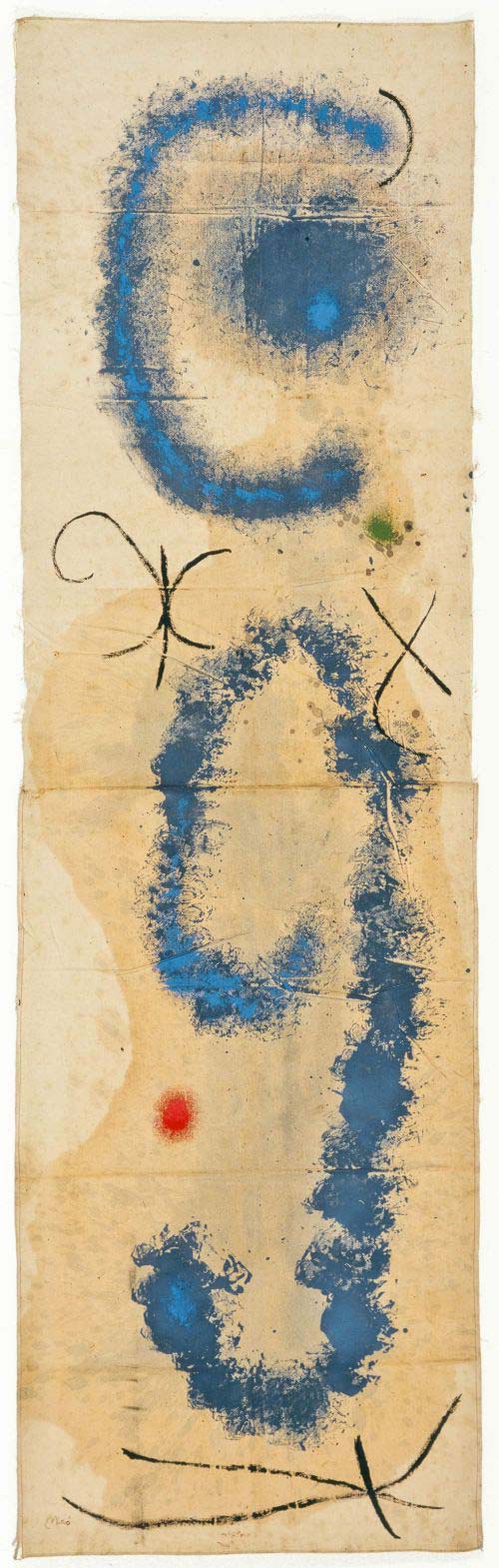 3 joan miro dipinto olio su stoffa