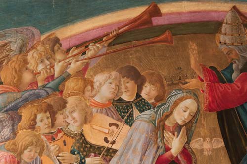 Sandro Botticelli, particolare della Vergine con Angeli musicanti - con illuminazione a LED Vivid WP.