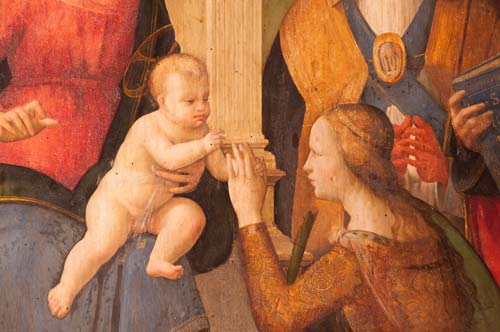 Ridolfo del Ghirlandaio e Michele Tosini, particolare sul Bambino - con illuminazione a LED Vivid WP.