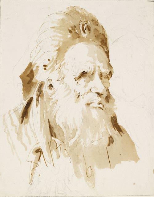 Giovanni Battista Tiepolo (Venezia 1696 - Madrid 1770), Testa d'uomo con barba,