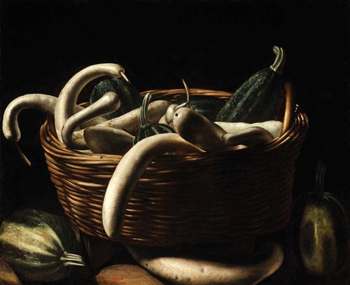 Pittore caravaggesco, Cesta con zucche,