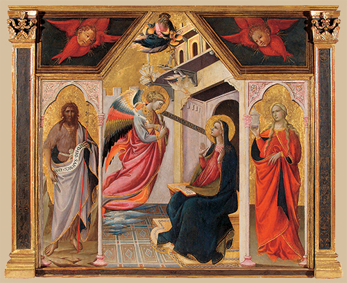 Giovanni dal Ponte, Annunciazione fra i santi Giovanni battista e Maria Maddalena, fine del terzo - inizi del quarto decennio del XV secolo, 